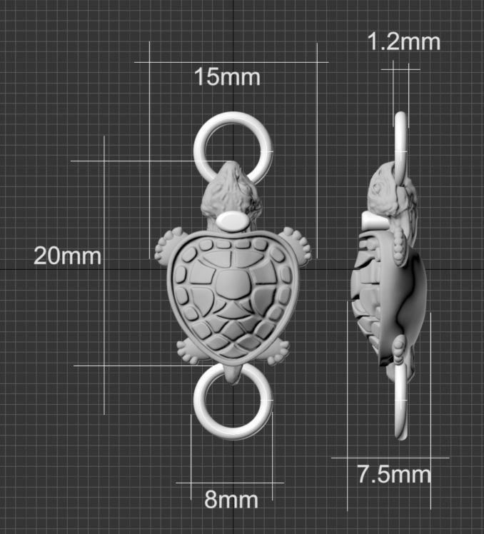 lock turtle 3D print model_12