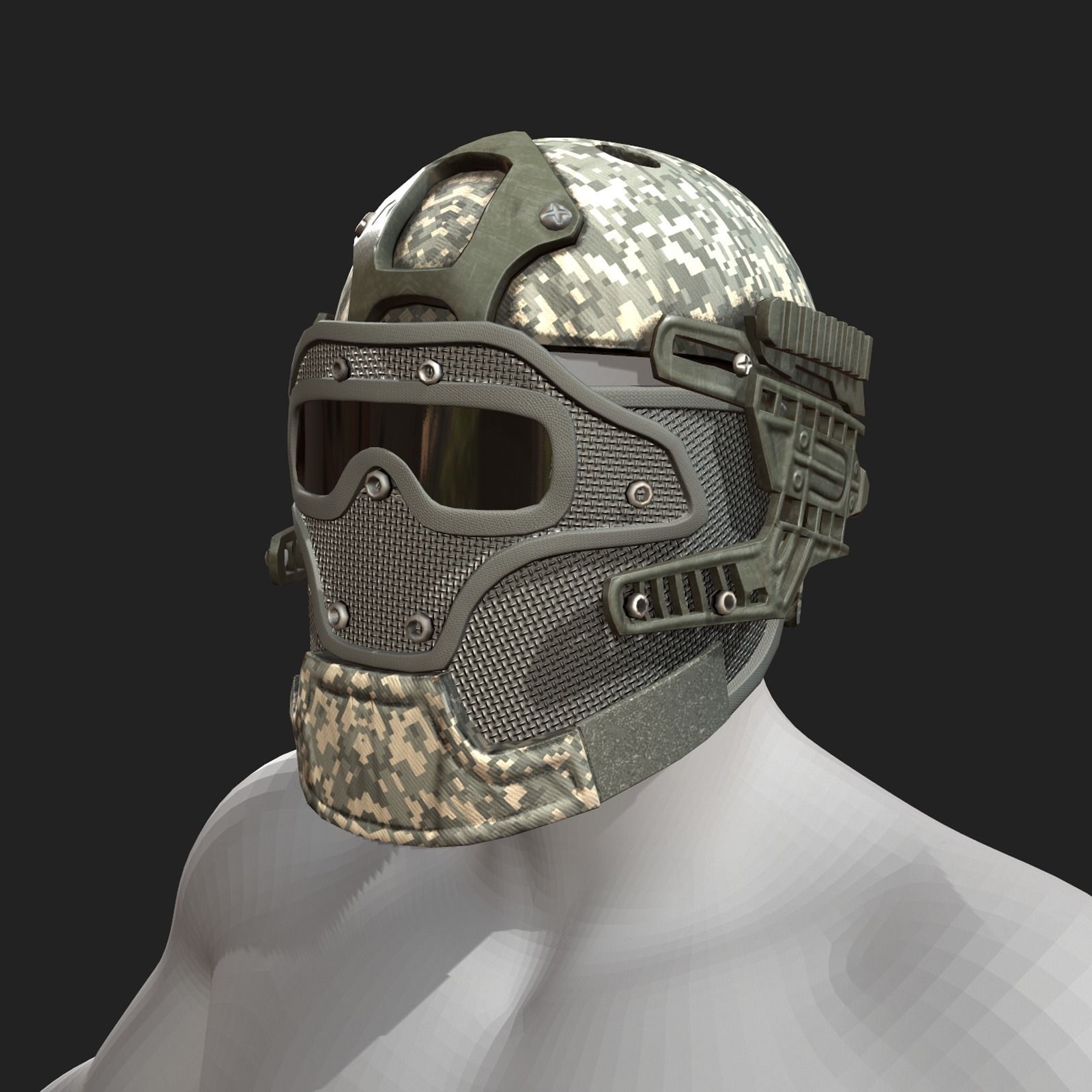 Helmet scifi military combat Low-poly 3D model_5