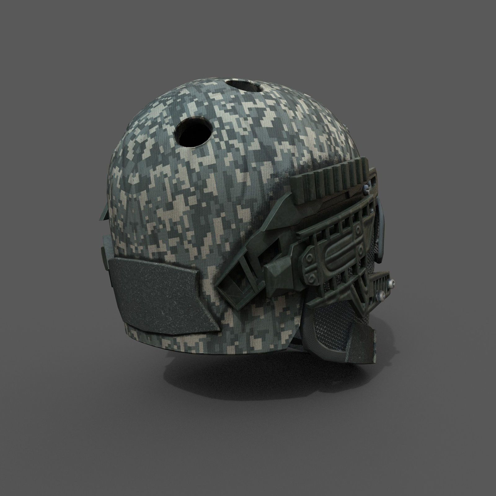 Helmet scifi military combat Low-poly 3D model_4