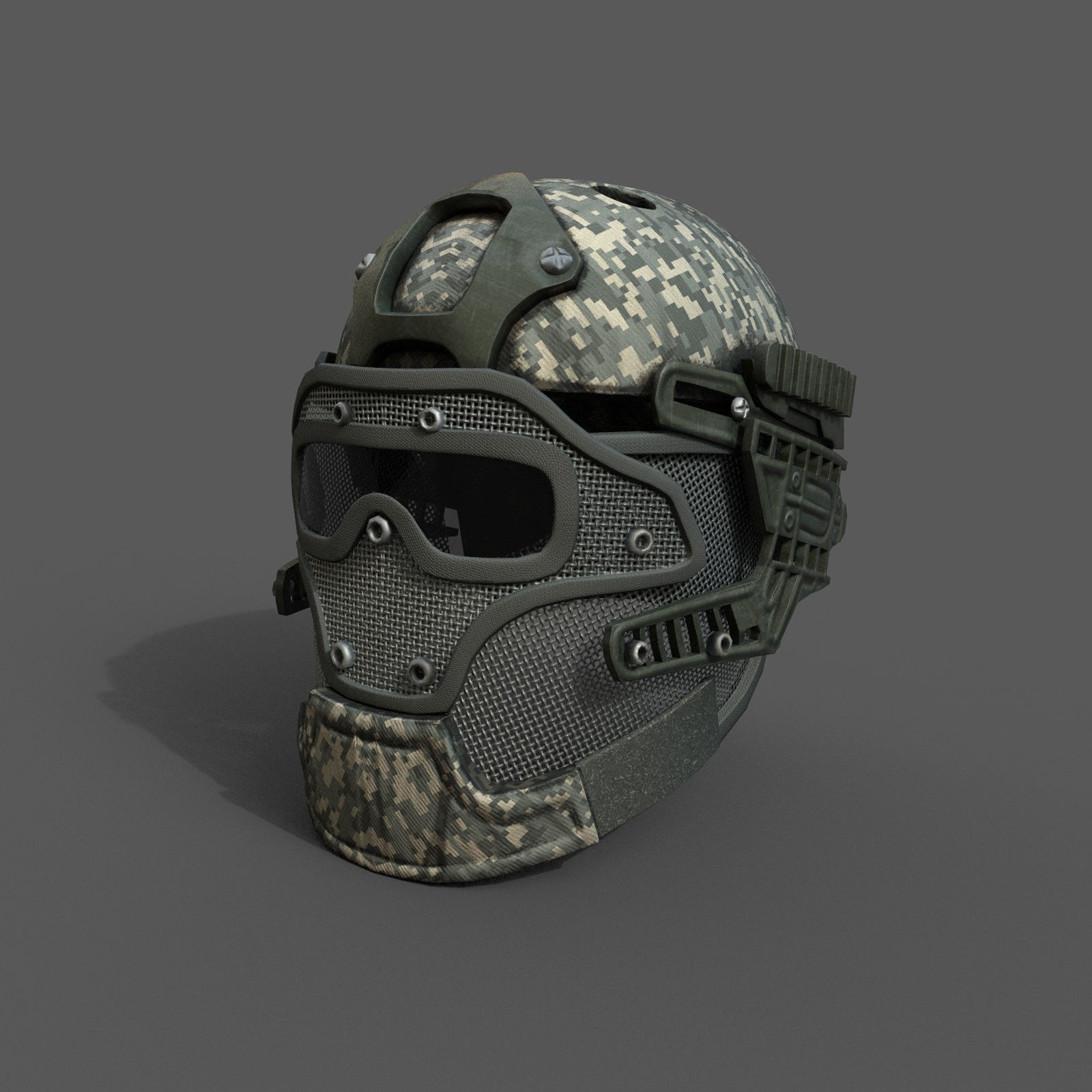 Helmet scifi military combat Low-poly 3D model_1