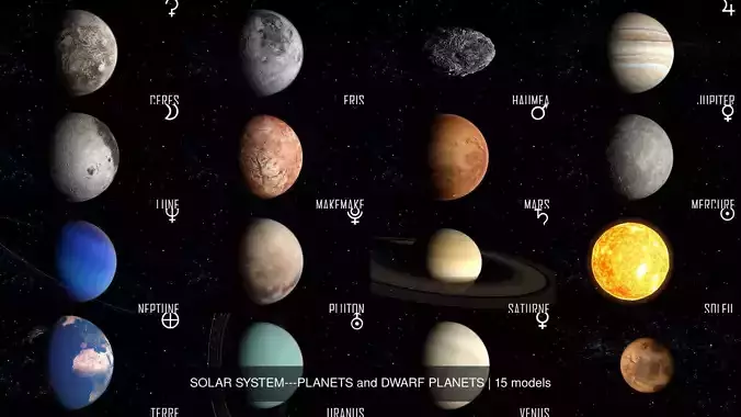 SOLAR SYSTEM---PLANETS and DWARF PLANETS 3D Model Collection