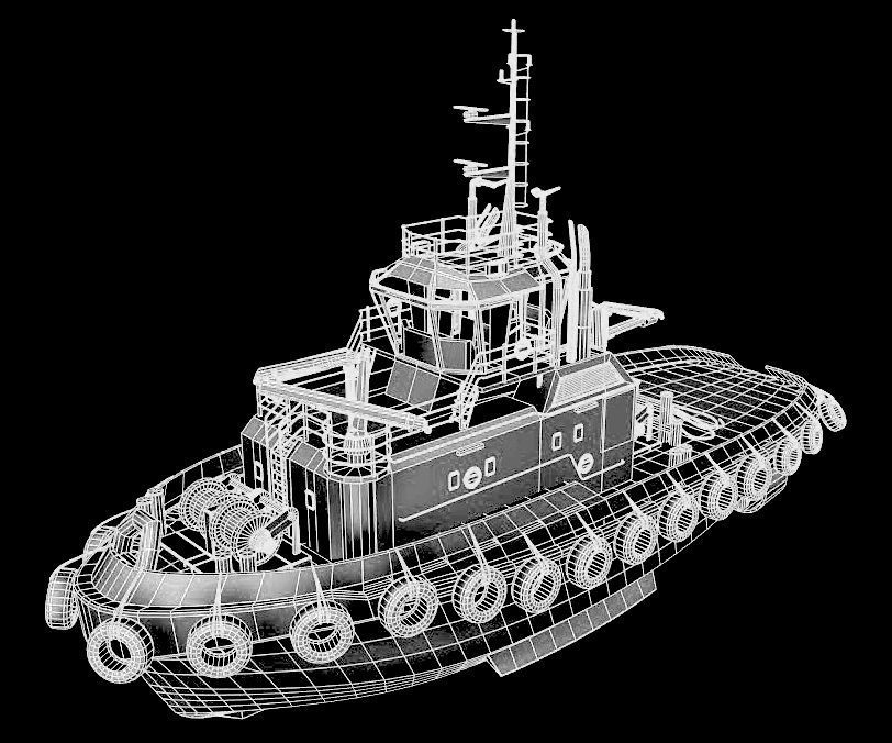 Tugboat lowpoly Low-poly 3D model_7