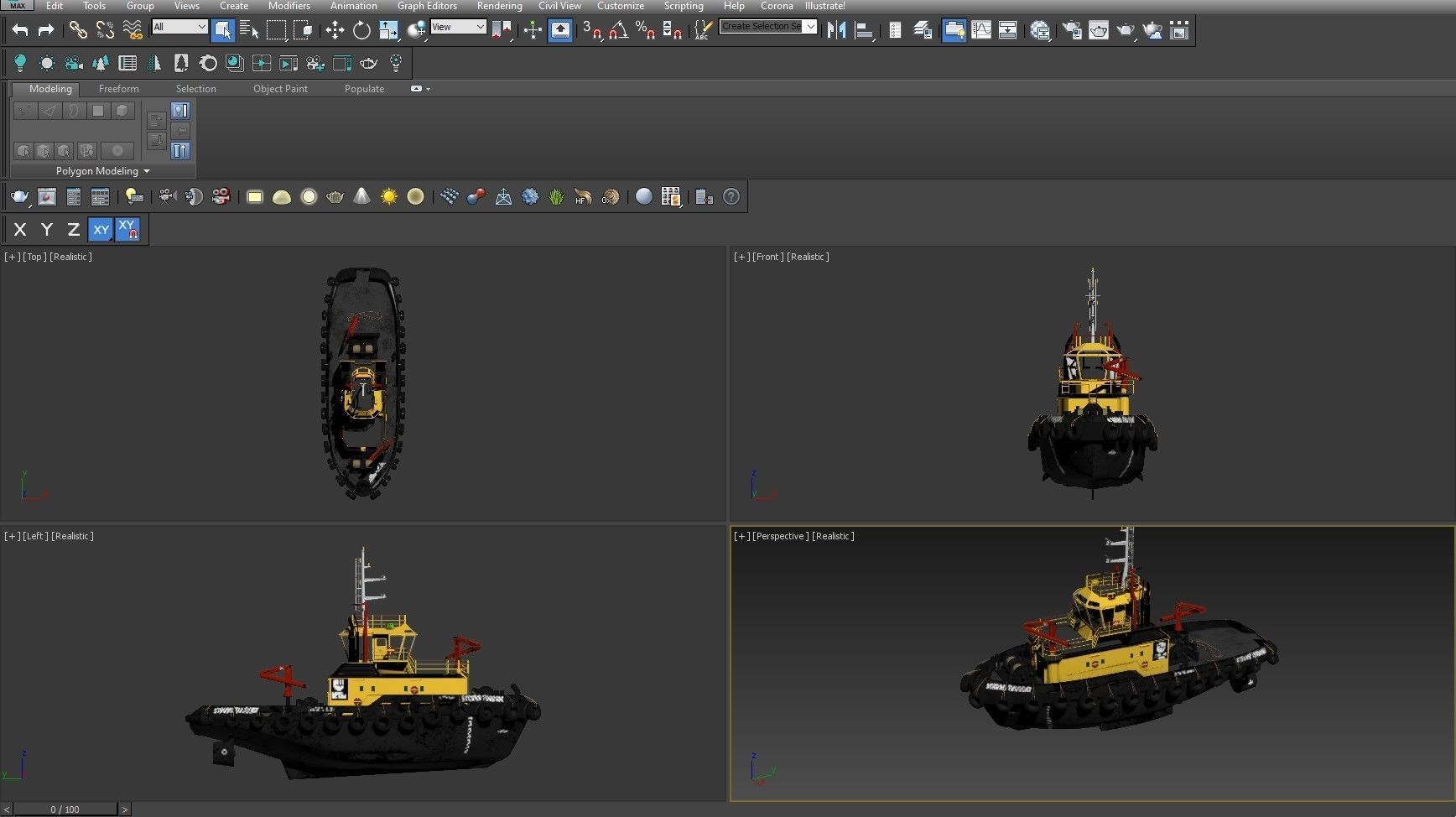 Tugboat lowpoly Low-poly 3D model_4