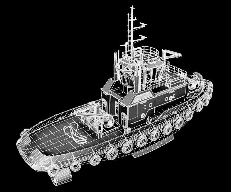 Tugboat lowpoly Low-poly 3D model_6