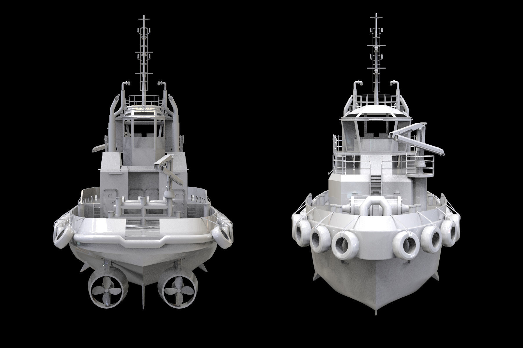 Tugboat lowpoly Low-poly 3D model_7