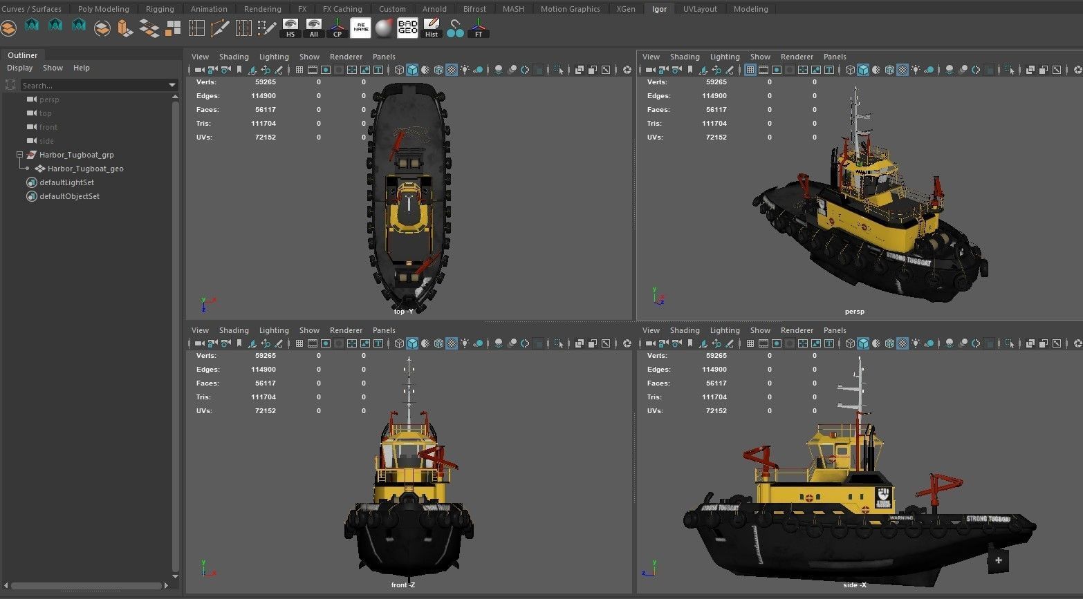 Tugboat lowpoly Low-poly 3D model_3