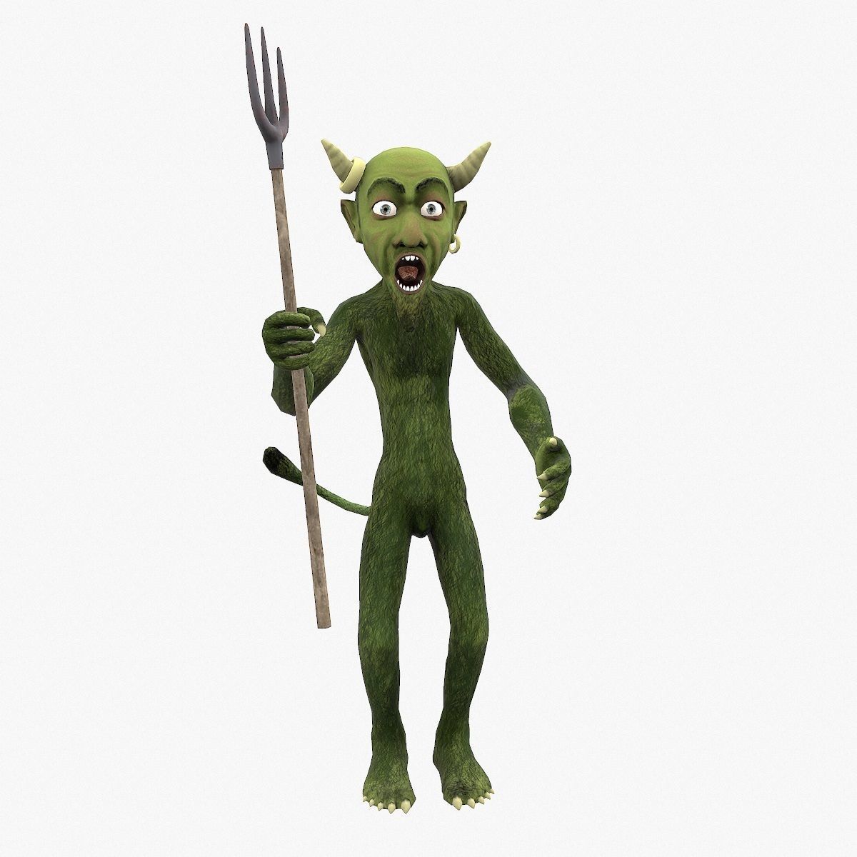 Devil with pitchfork Low-poly 3D model_9
