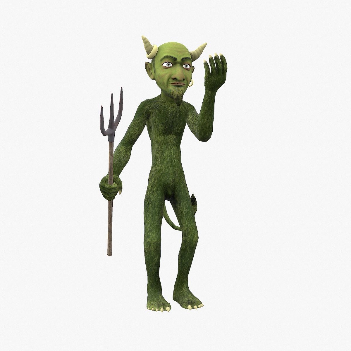 Devil with pitchfork Low-poly 3D model_7