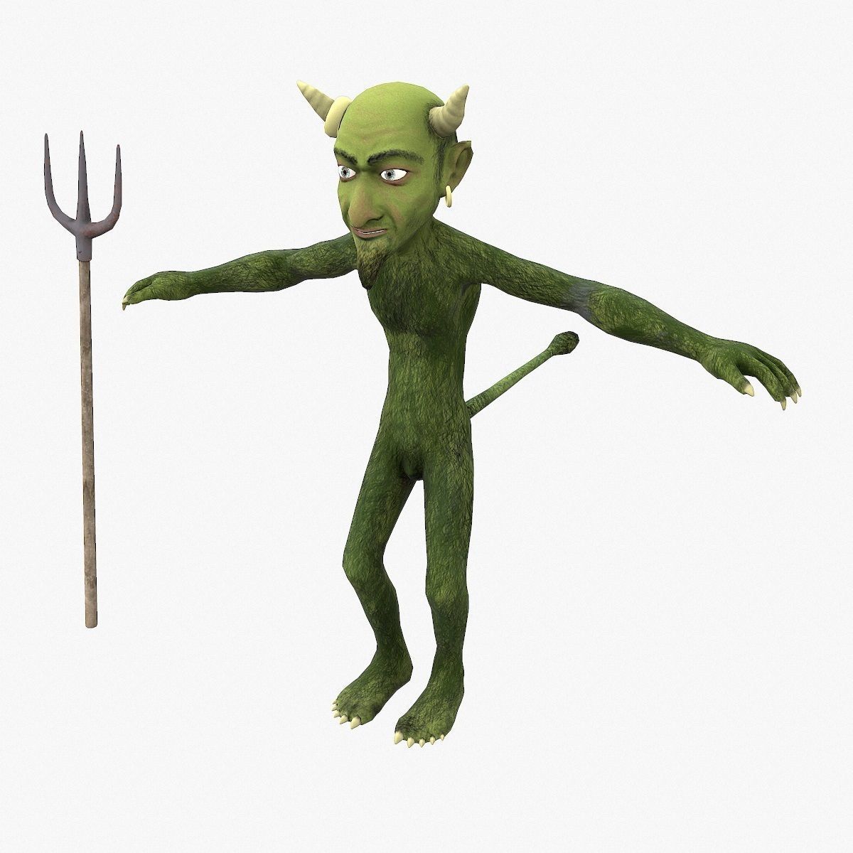 Devil with pitchfork Low-poly 3D model_3
