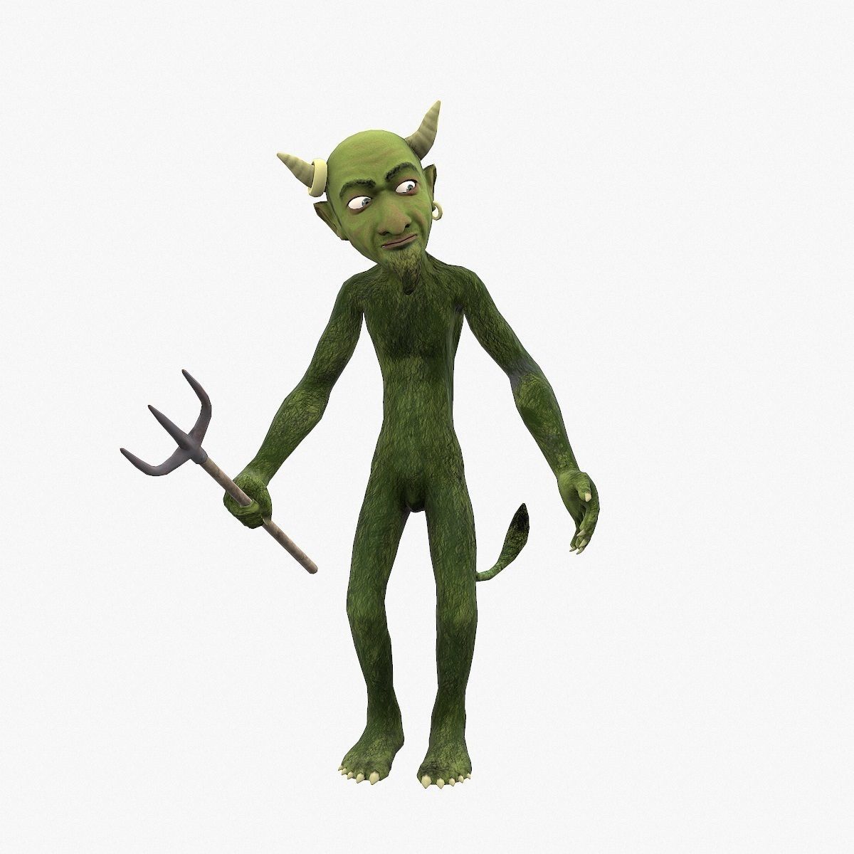Devil with pitchfork Low-poly 3D model_2