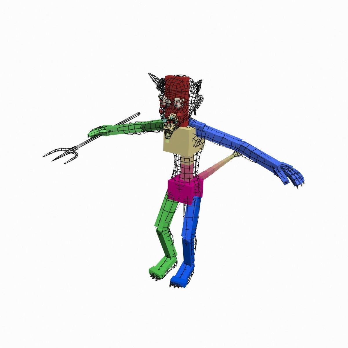 Devil with pitchfork Low-poly 3D model_29