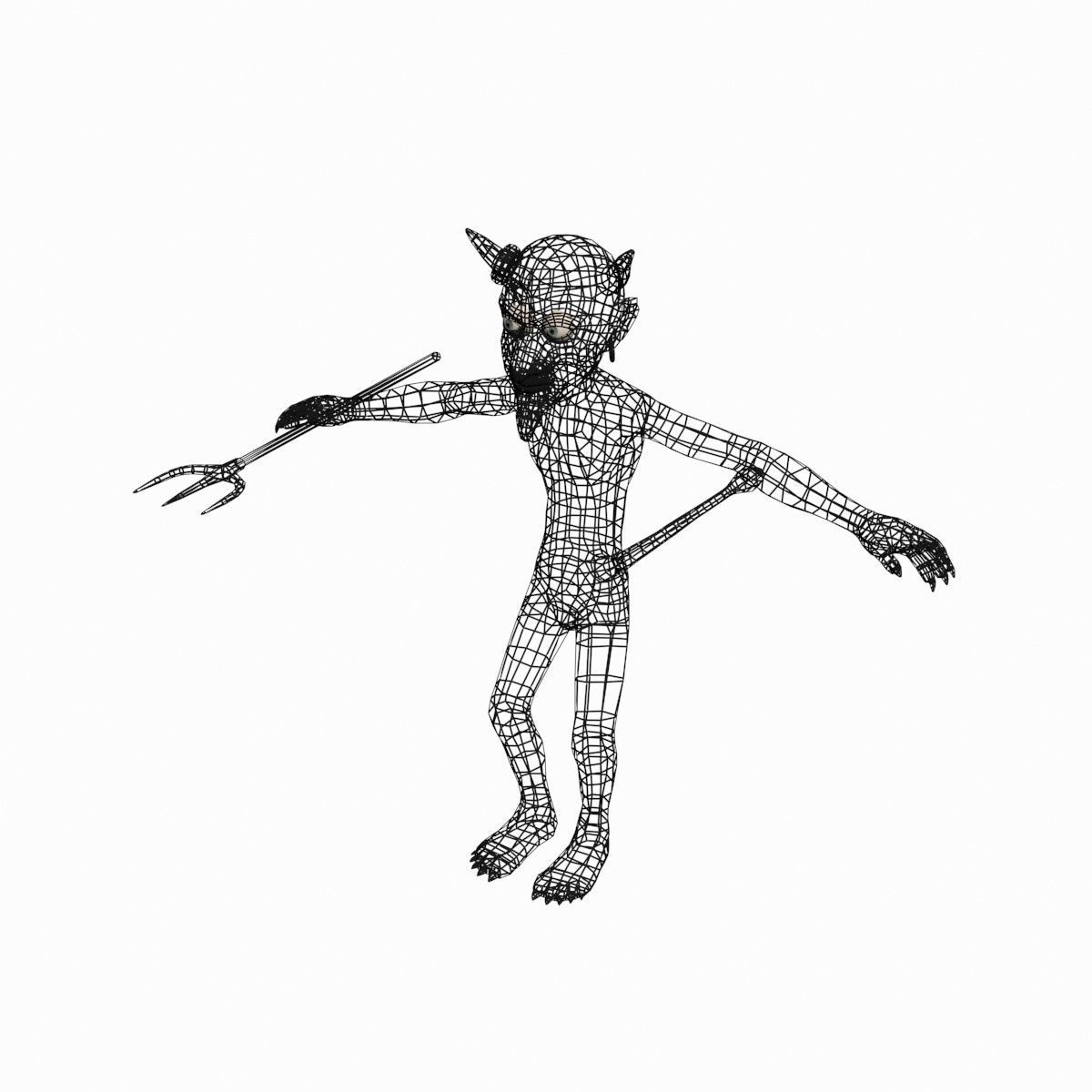 Devil with pitchfork Low-poly 3D model_28