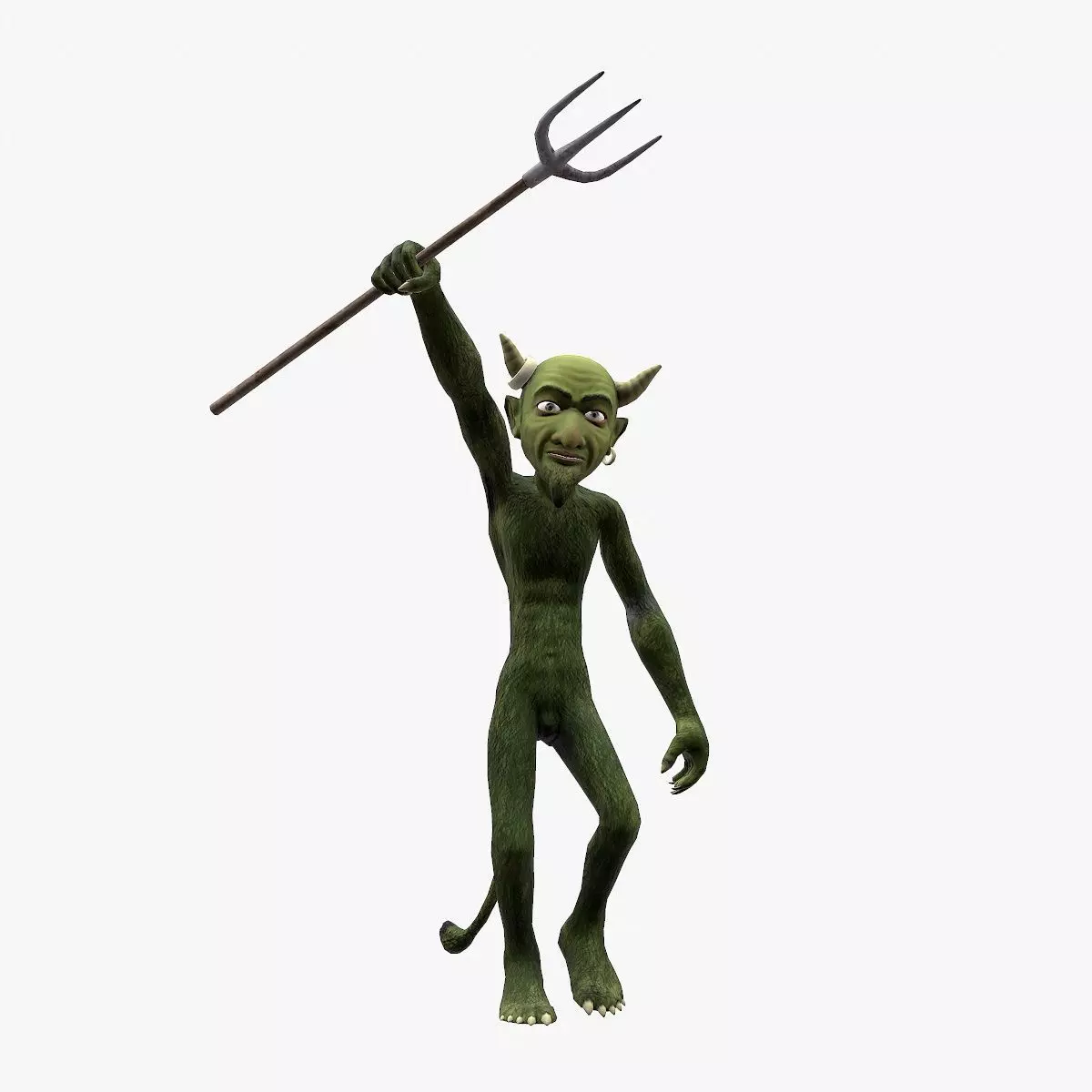 Devil with pitchfork Low-poly 3D model_0