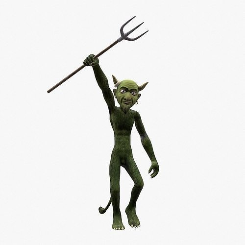 Devil with pitchfork Low-poly 3D model