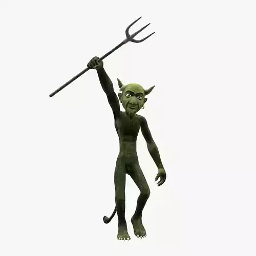 Devil with pitchfork Low-poly 3D model