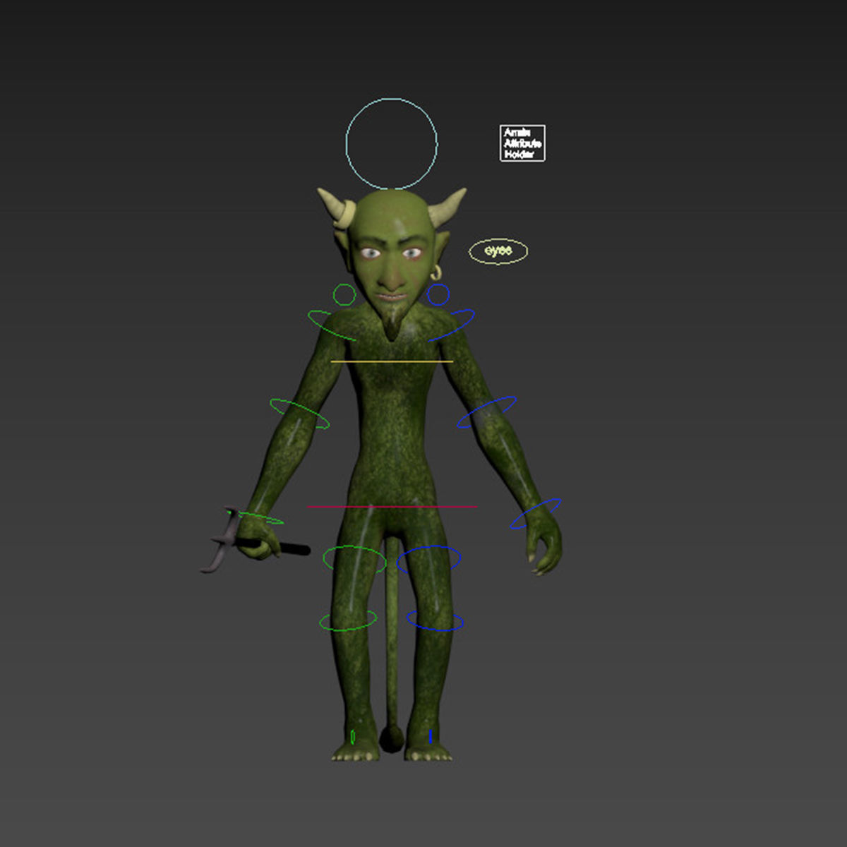 Devil with pitchfork Low-poly 3D model_30
