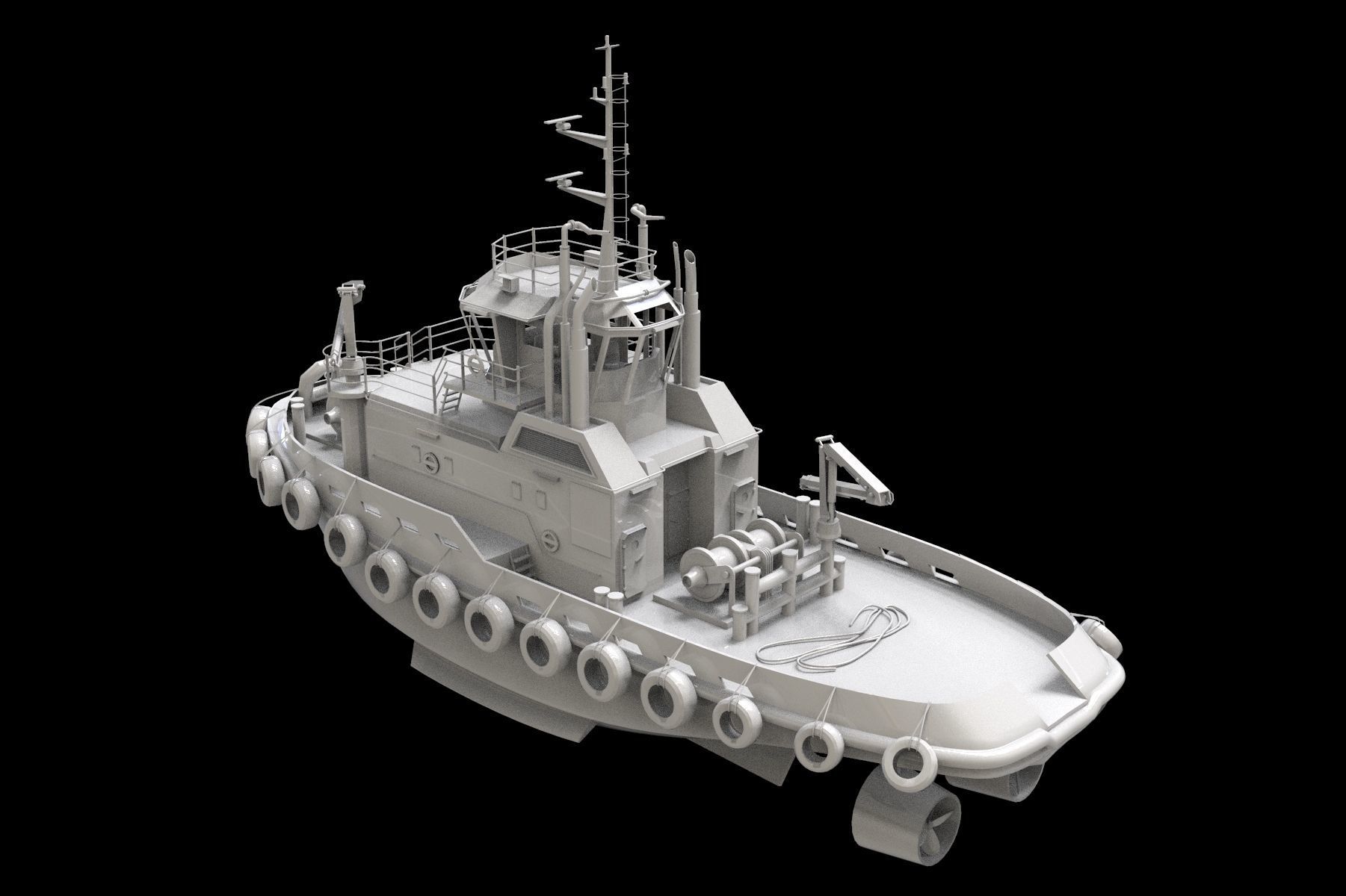 Tugboat lowpoly Low-poly 3D model_5