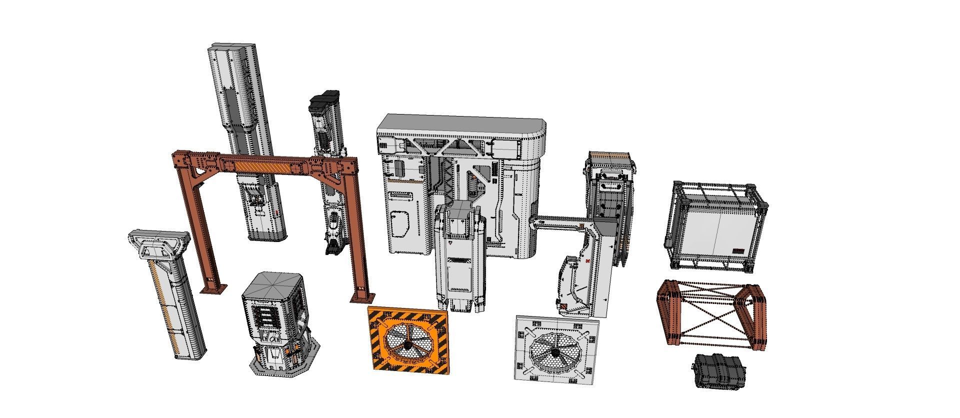 sci-fi Architecture kitbash 7 3D model_18