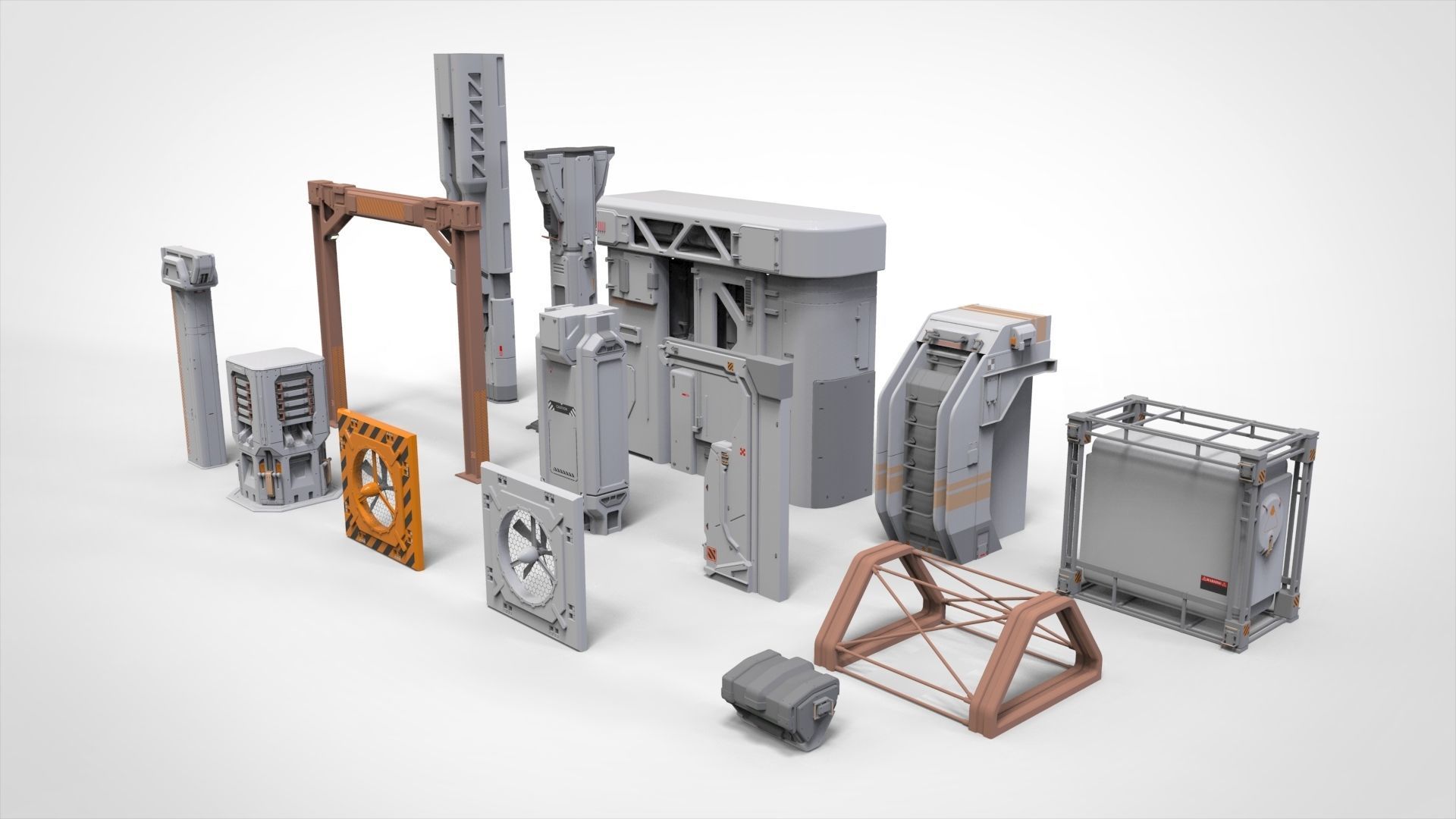 sci-fi Architecture kitbash 7 3D model_3