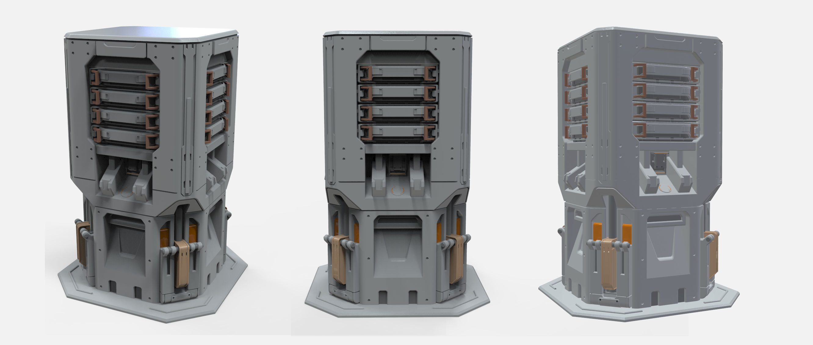 sci-fi Architecture kitbash 7 3D model_4