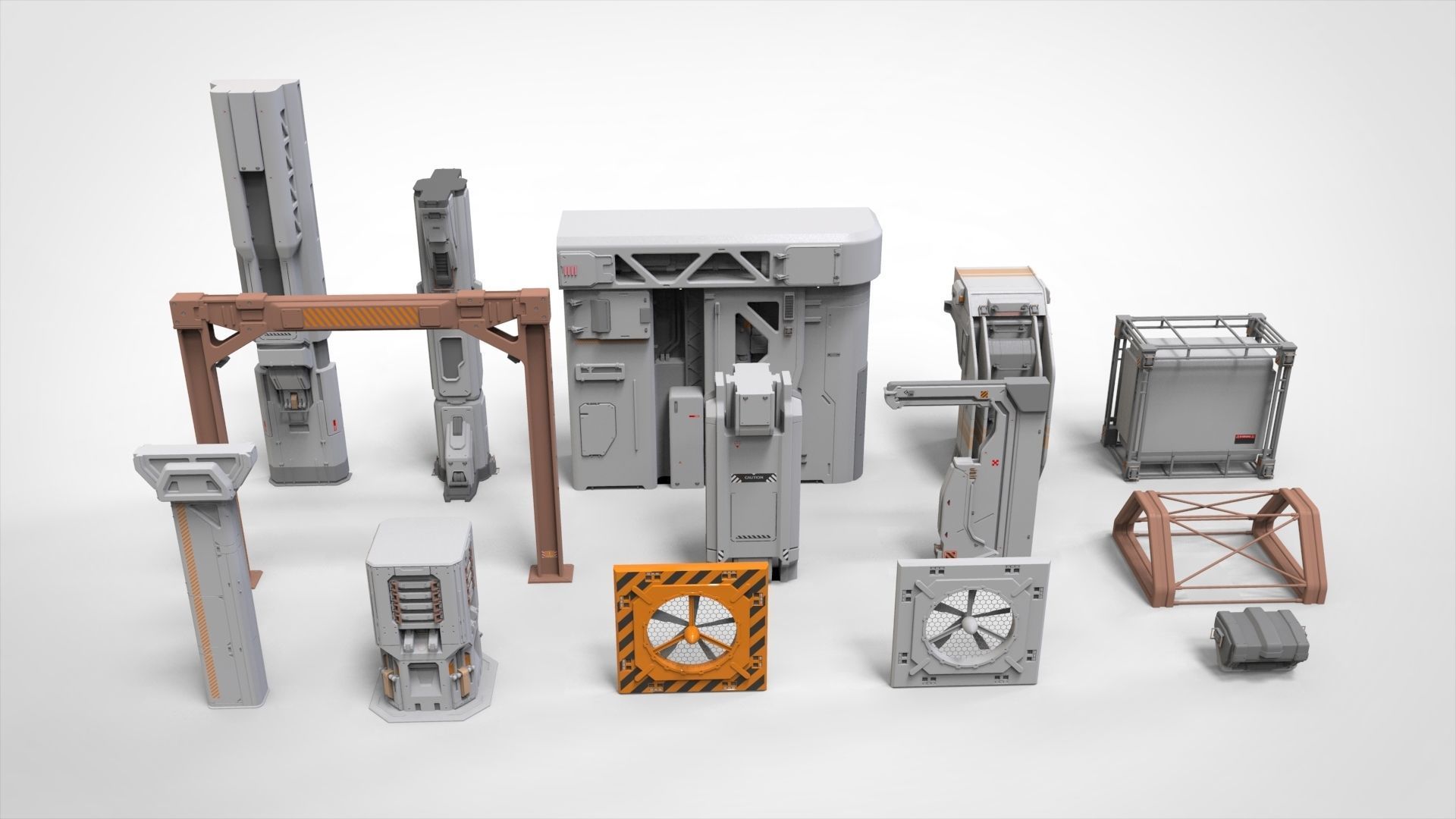 sci-fi Architecture kitbash 7 3D model_2