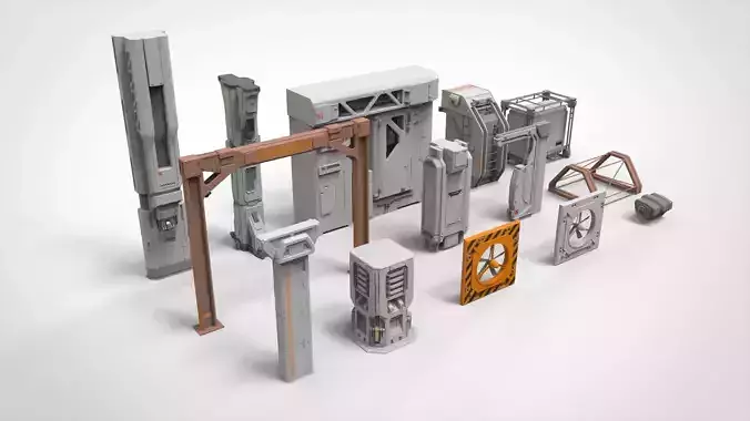 sci-fi Architecture kitbash 7 3D model