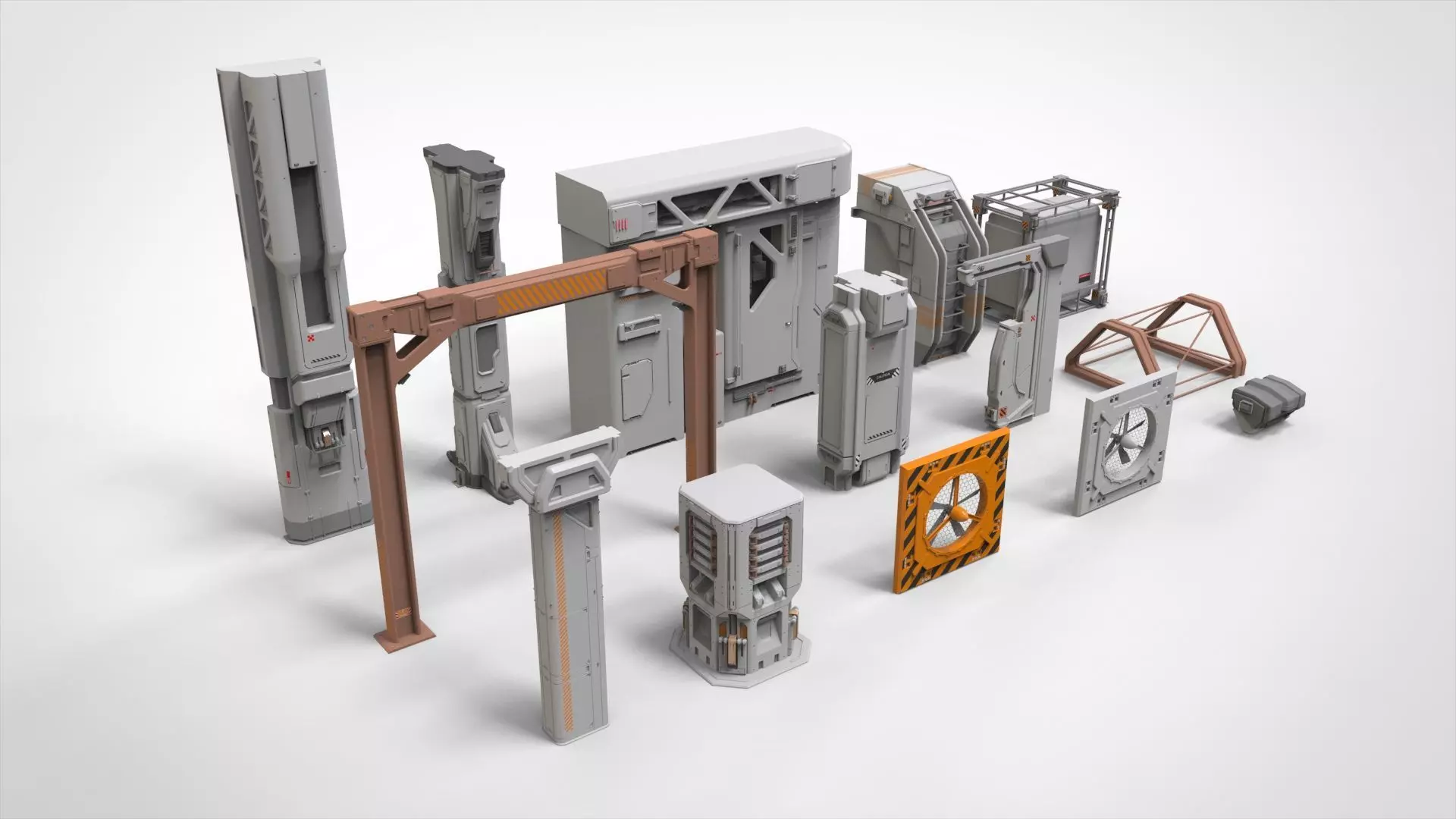 sci-fi Architecture kitbash 7 3D model_0