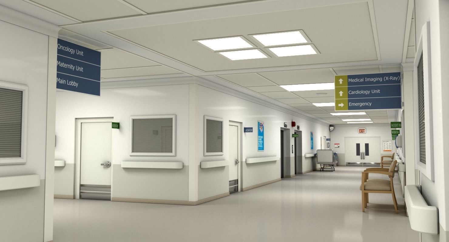 Hospital Hallway Modular MAYA 3D model_4