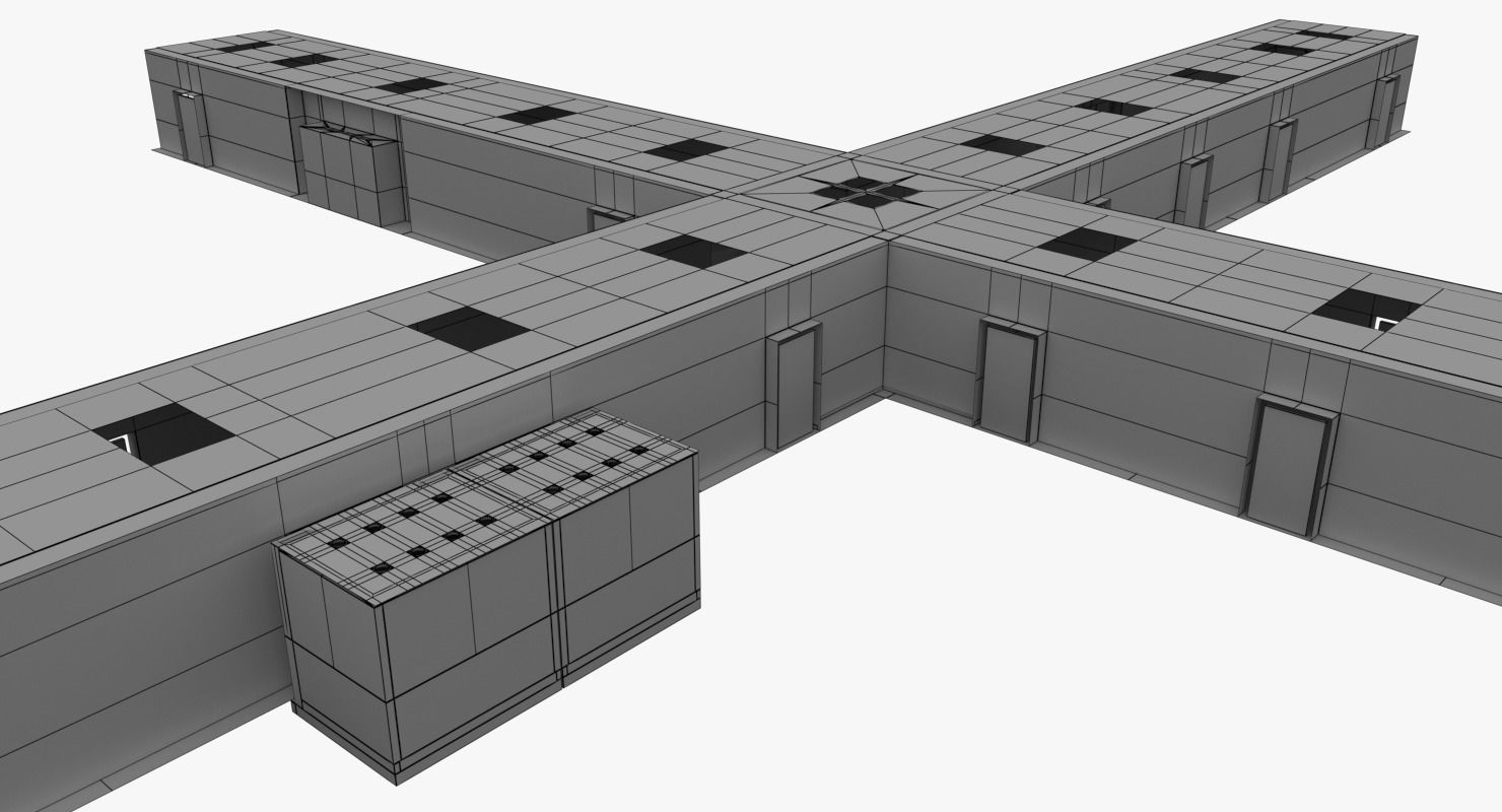 Hospital Hallway Modular MAYA 3D model_23
