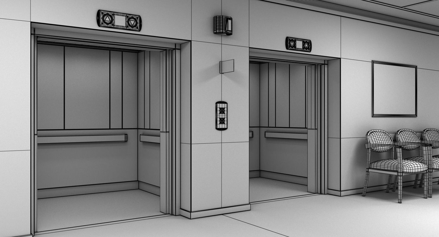 Hospital Hallway Modular MAYA 3D model_19