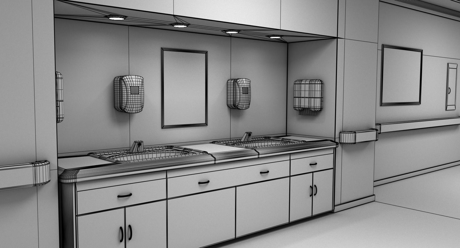 Hospital Hallway Modular MAYA 3D model_18