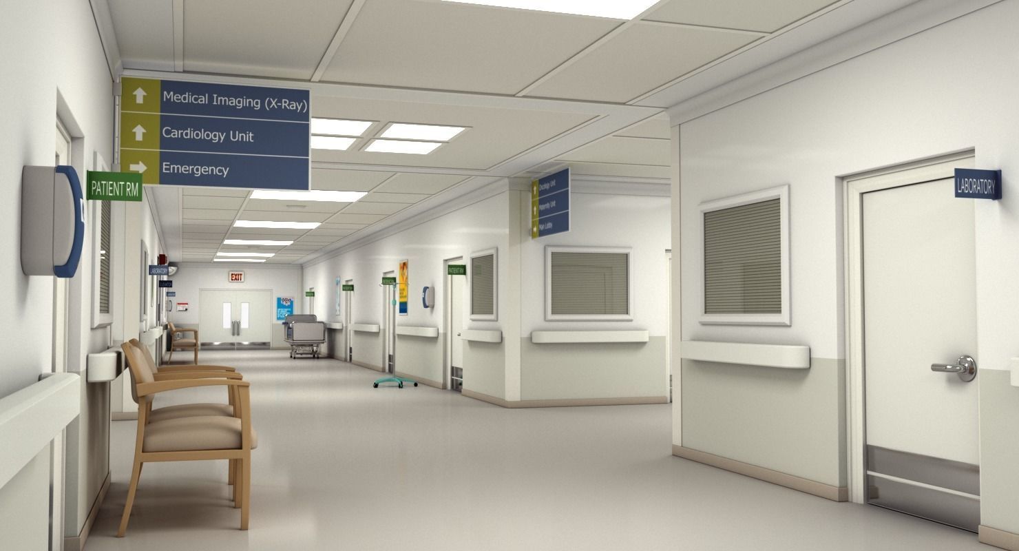 Hospital Hallway Modular MAYA 3D model_3