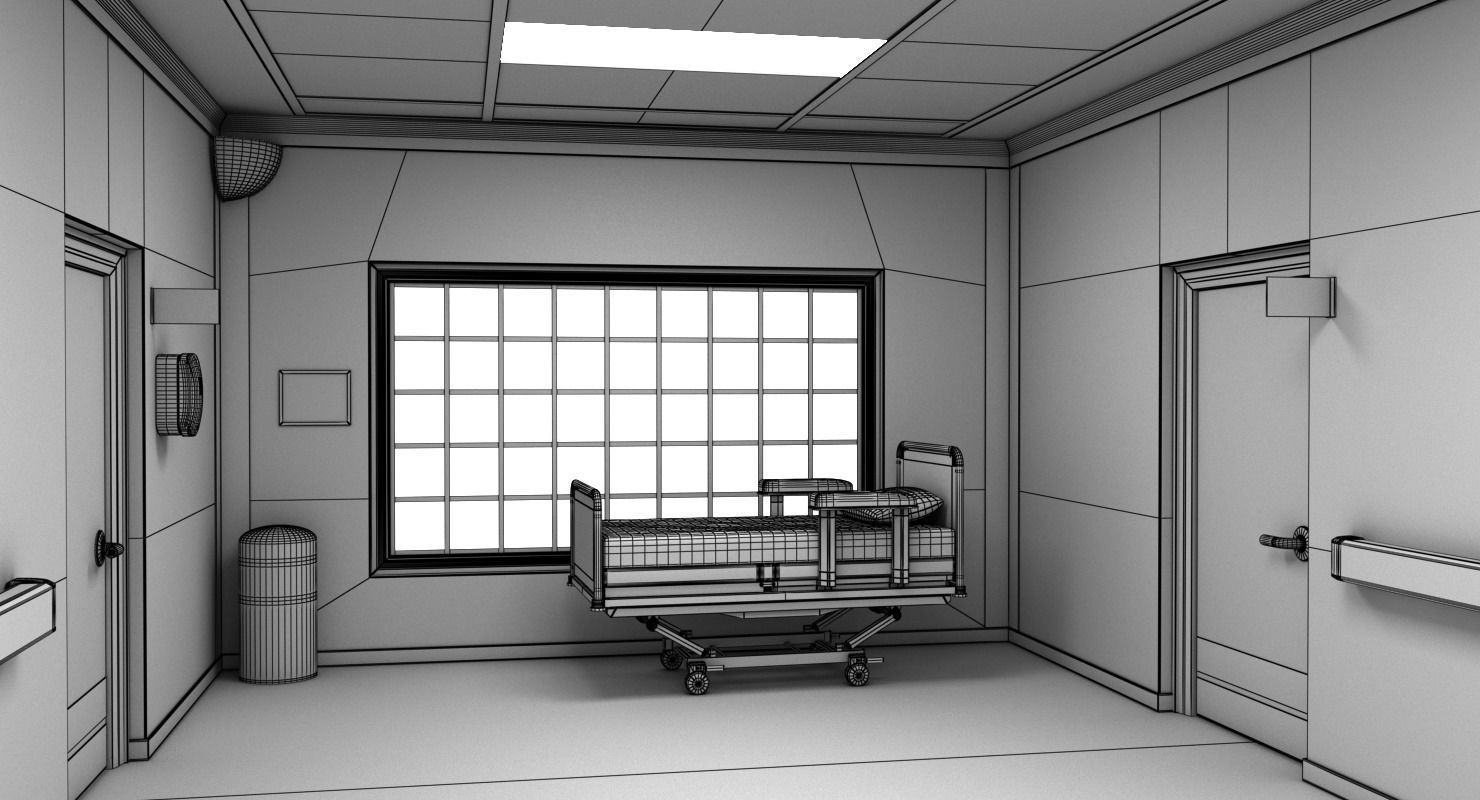 Hospital Hallway Modular MAYA 3D model_22