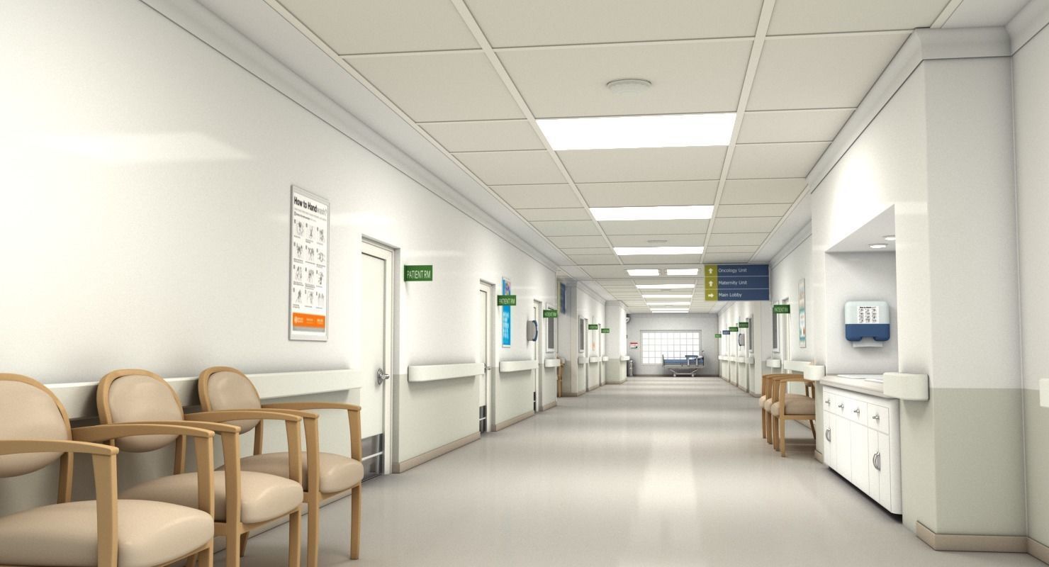 Hospital Hallway Modular MAYA 3D model_5