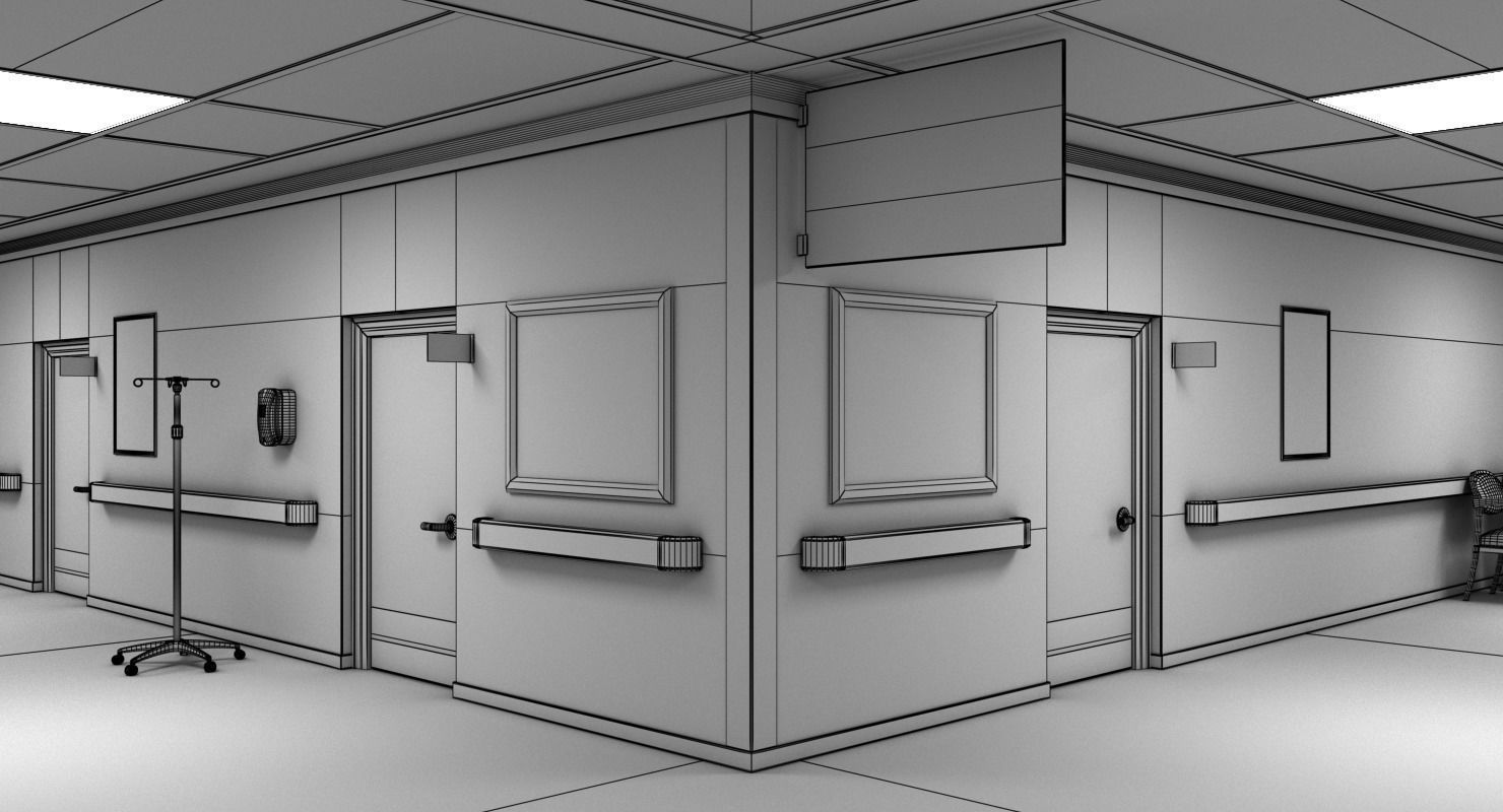 Hospital Hallway Modular MAYA 3D model_20