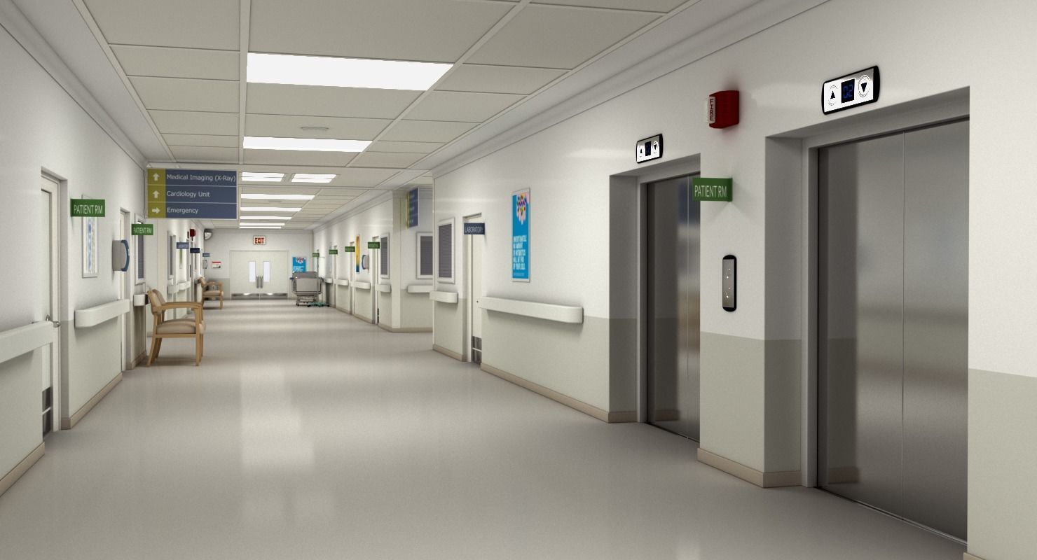 Hospital Hallway Modular MAYA 3D model_11