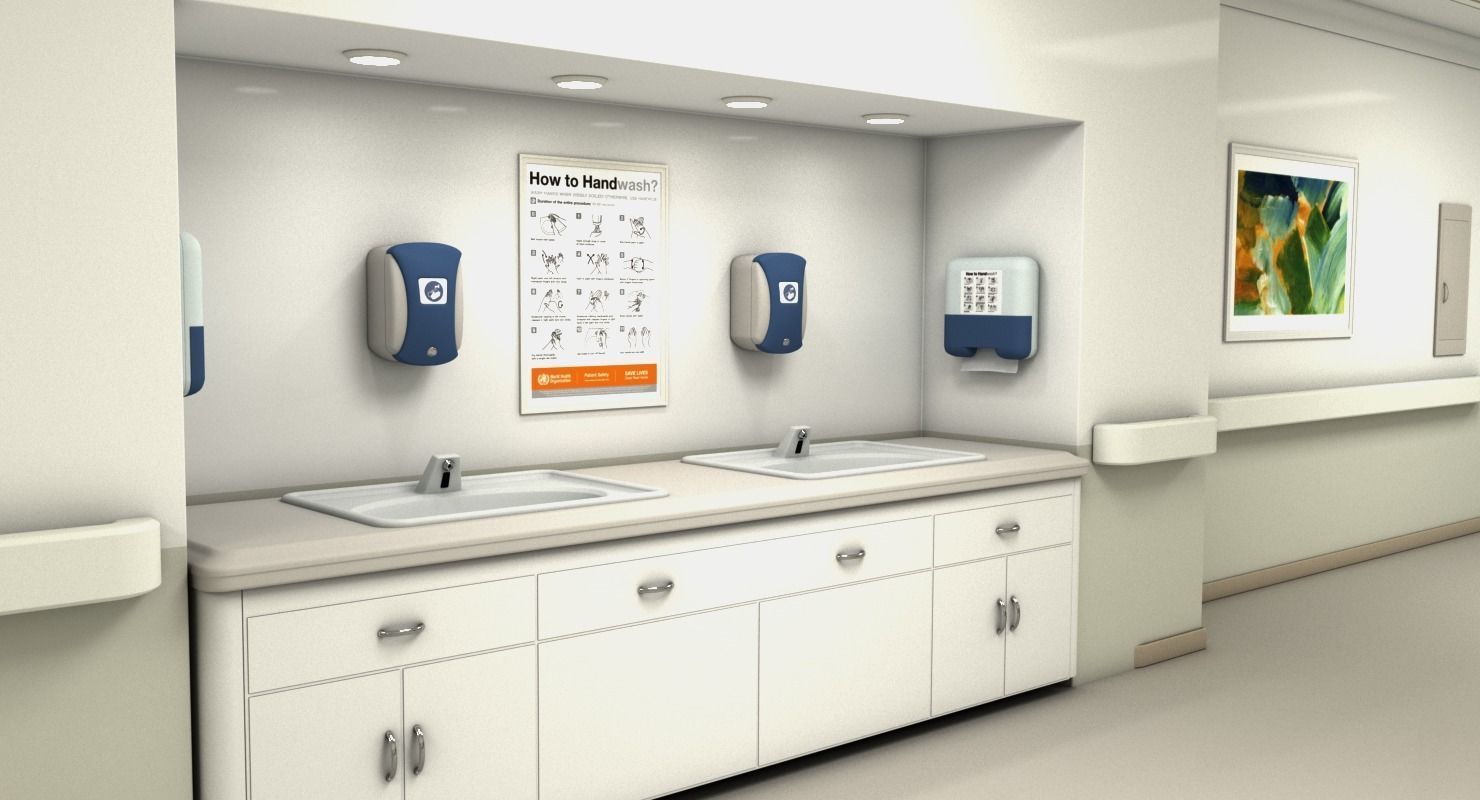 Hospital Hallway Modular MAYA 3D model_10