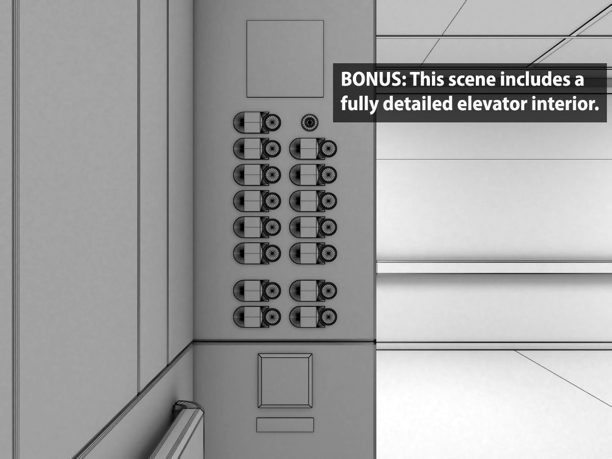 Hospital Hallway Modular MAYA 3D model_14