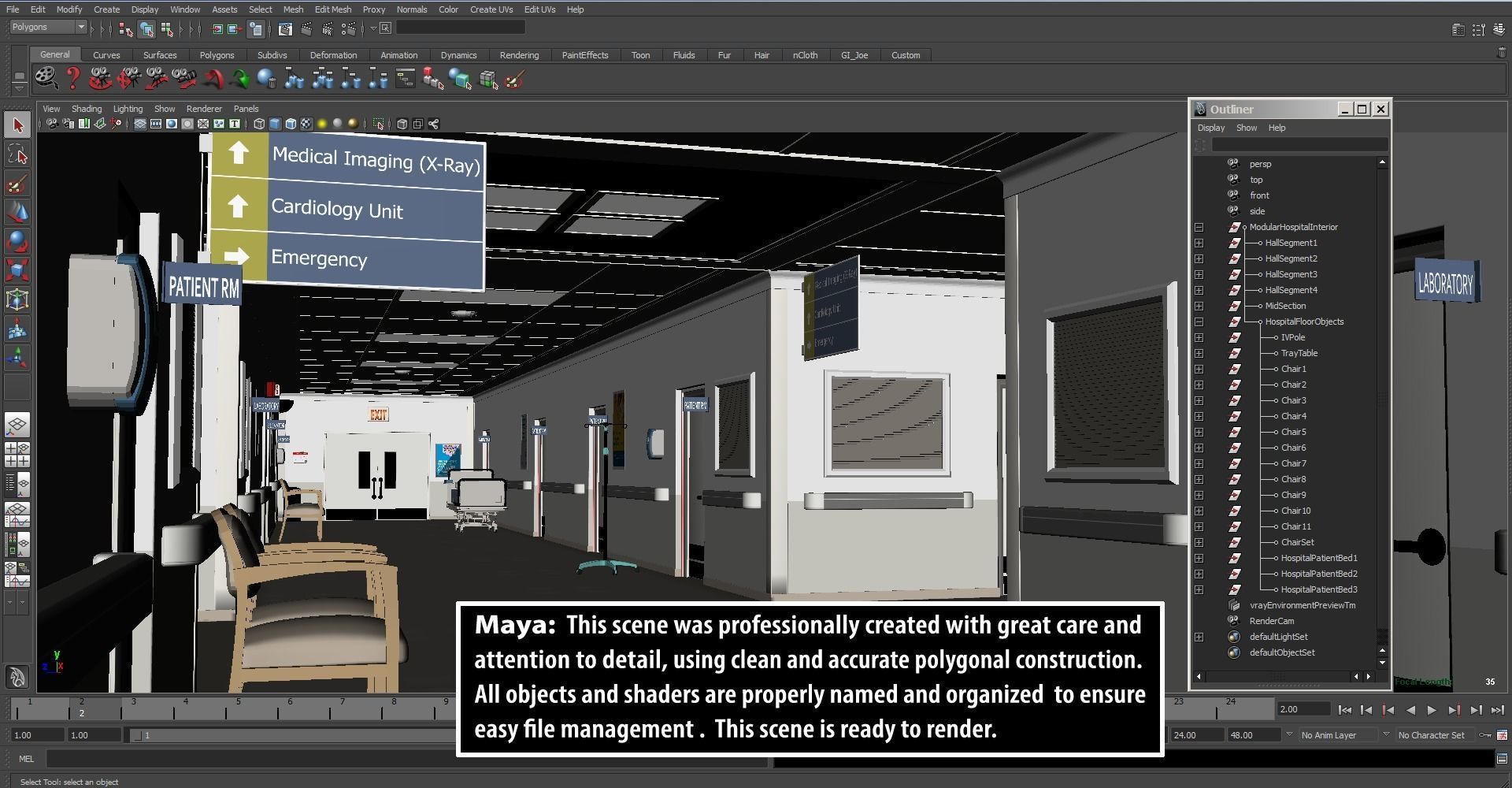 Hospital Hallway Modular MAYA 3D model_26