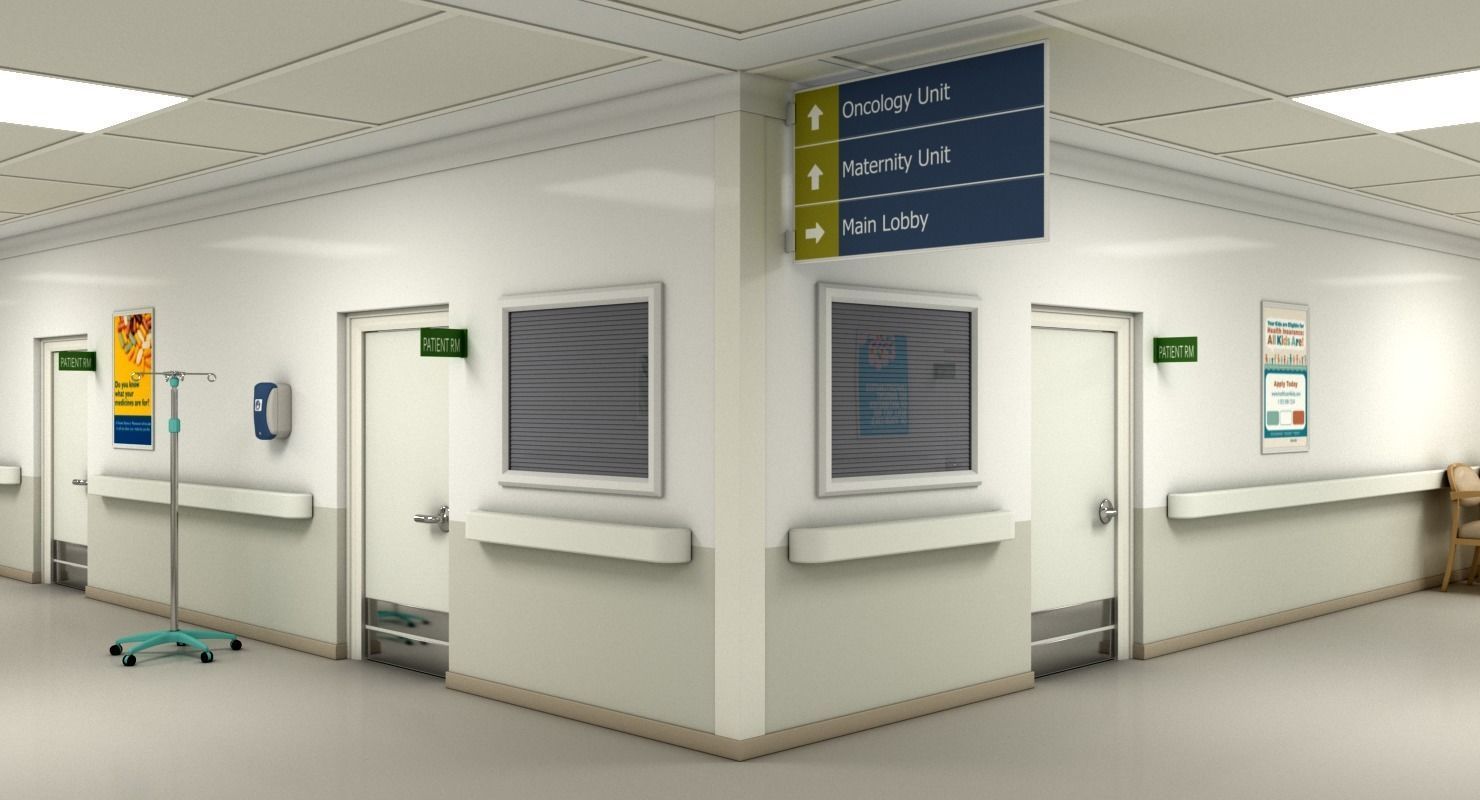 Hospital Hallway Modular MAYA 3D model_9