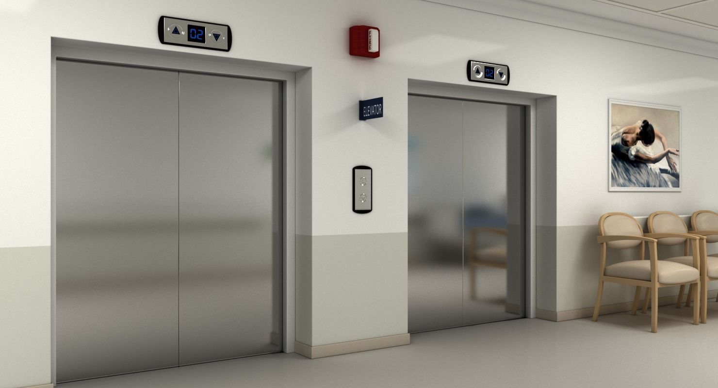 Hospital Hallway Modular MAYA 3D model_7
