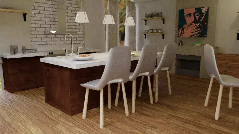 Kitchen Render done Through Blender Cycles 3D model