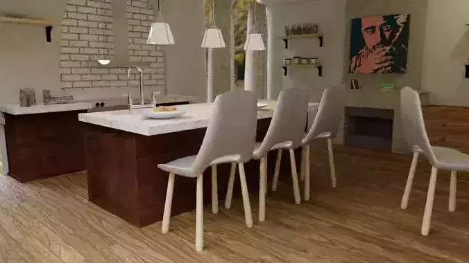 Kitchen Render done Through Blender Cycles