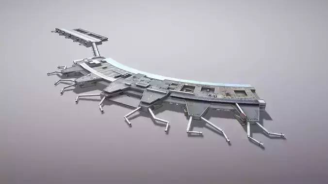 Airport Terminal LEMD Terminal1 Madrid Barajas Airport Low-poly 3D model