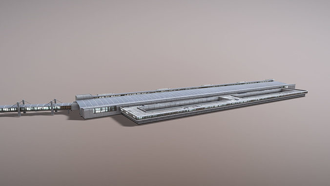 Airport Terminal LEMD Terminal1 Madrid Barajas Airport Low-poly 3D model 7