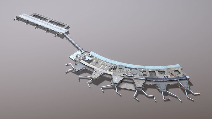 Airport Terminal LEMD Terminal1 Madrid Barajas Airport Low-poly 3D model 5