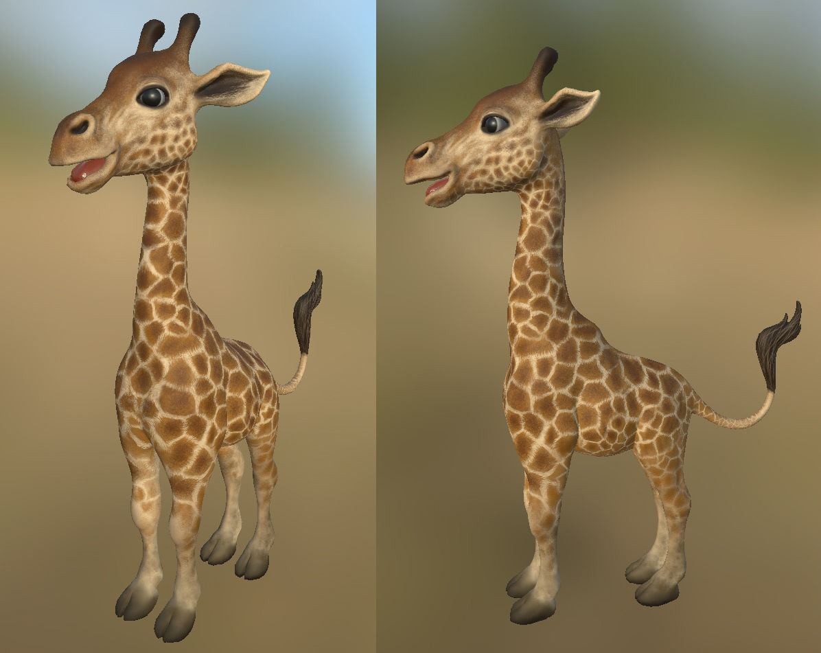 Giraffe Low Poly two giraffes side Low-poly 3D model_2