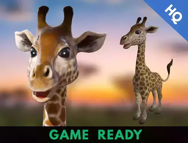 Giraffe Low Poly two giraffes side Low-poly 3D model