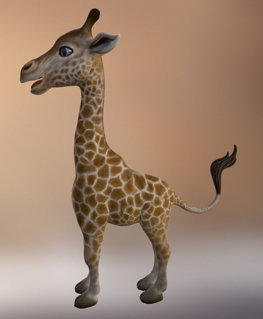 Giraffe Low Poly two giraffes side Low-poly 3D model_6