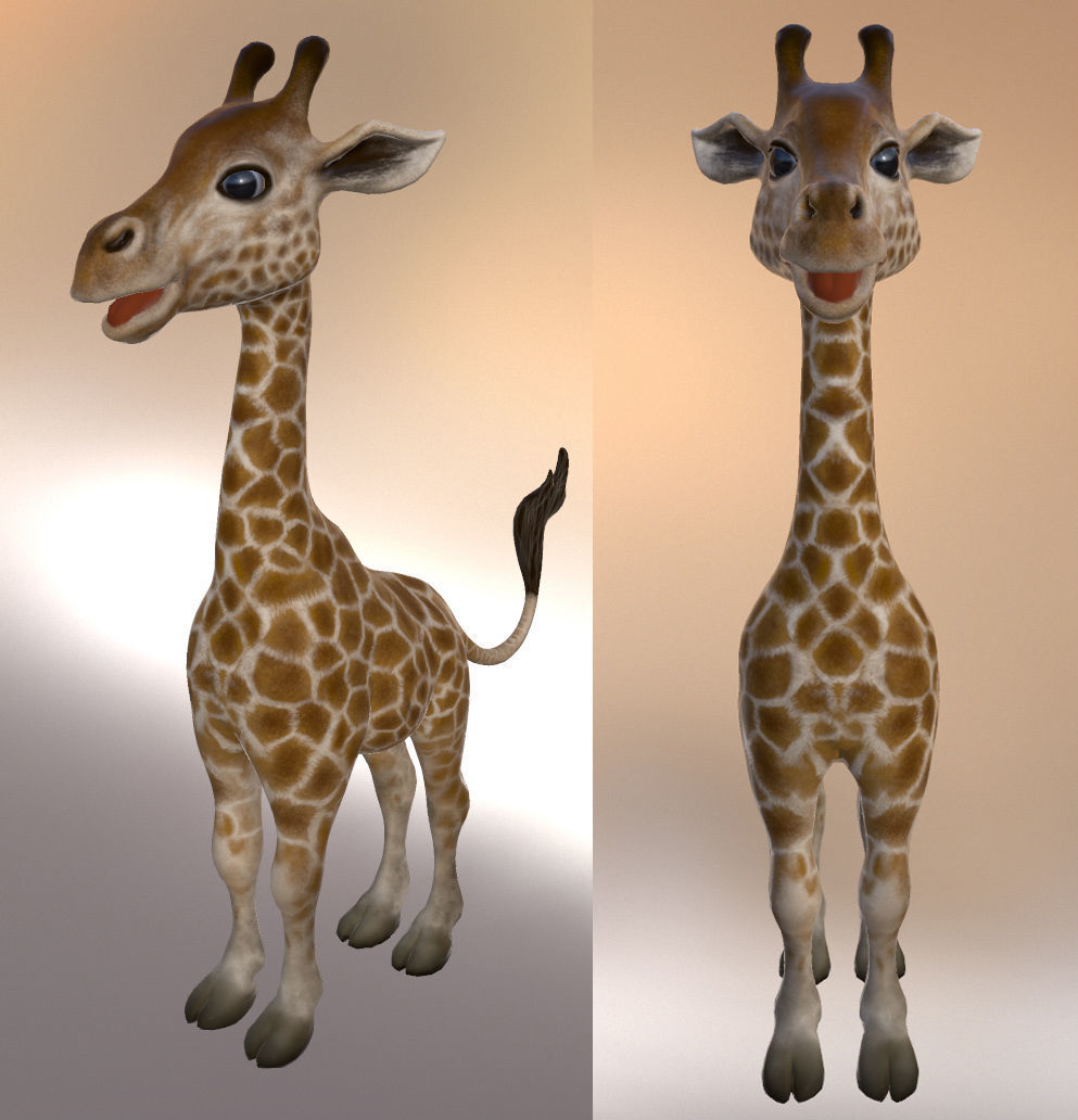 Giraffe Low Poly two giraffes side Low-poly 3D model_4